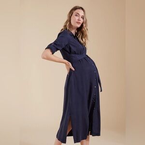 Isabella Oliver Kelsey Maternity shirt dress, navy, size 3 (medium)